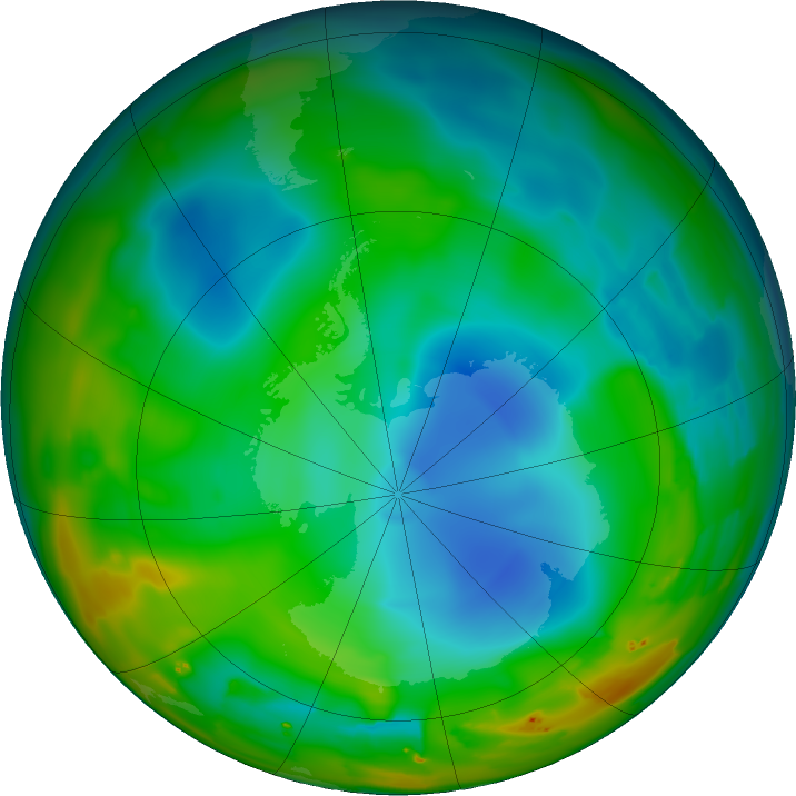 Antarctic ozone map for 16 July 2011